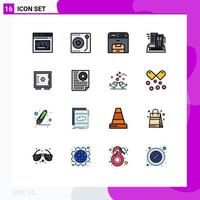 16 Universal Flat Color Filled Line Signs Symbols of appartment city player building printer Editable Creative Vector Design Elements