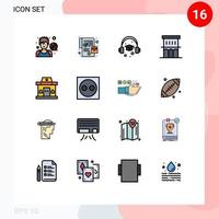 Flat Color Filled Line Pack of 16 Universal Symbols of building property online order house architecture Editable Creative Vector Design Elements