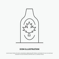 Bottle Autumn Canada Leaf Maple Line Icon Vector