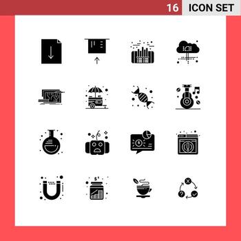 16 Solid Glyph concept for Websites Mobile and Apps engineering circuit profit blueprint power Editable Vector Design Elements