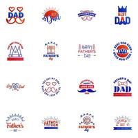 Happy fathers day 16 Blue and red Lettering happy fathers day Editable Vector Design Elements