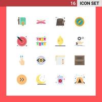 Modern Set of 16 Flat Colors and symbols such as arrow compass fly navigator waste Editable Pack of Creative Vector Design Elements