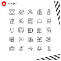 conjunto moderno de pictograma de 25 líneas de elementos de diseño vectorial editables del paquete de venta de construcción de ropa lluviosa vector