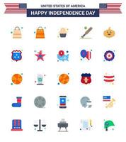 25 USA Flat Signs Independence Day Celebration Symbols of security usa ball american usa Editable USA Day Vector Design Elements