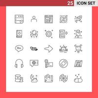 Universal Icon Symbols Group of 25 Modern Lines of medical discount browser badge alert Editable Vector Design Elements