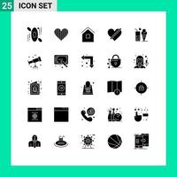 Set of 25 Modern UI Icons Symbols Signs for like heart building access shack Editable Vector Design Elements