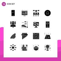 User Interface Pack of 16 Basic Solid Glyphs of broadcast plug live electric clock Editable Vector Design Elements