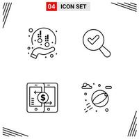 4 Icons Line Style Grid Based Creative Outline Symbols for Website Design Simple Line Icon Signs Isolated on White Background 4 Icon Set Creative Black Icon vector background