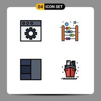 conjunto de 4 iconos modernos de la interfaz de usuario signos de símbolos para la aplicación velero ábaco matemáticas enviar elementos de diseño vectorial editables vector