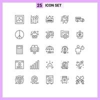 Set of 25 Modern UI Icons Symbols Signs for van ice cream board day world Editable Vector Design Elements