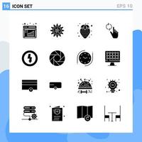 Modern 16 solid style icons Glyph Symbols for general use Creative Solid Icon Sign Isolated on White Background 16 Icons Pack Creative Black Icon vector background