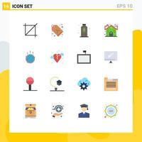 Modern Set of 16 Flat Colors and symbols such as global communication agriculture business security Editable Pack of Creative Vector Design Elements