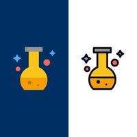 Tube Flask Lab Test  Icons Flat and Line Filled Icon Set Vector Blue Background