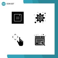 Pictogram Set of 4 Simple Solid Glyphs of layout gestures development process search Editable Vector Design Elements