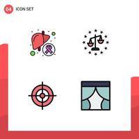 Pictogram Set of 4 Simple Filledline Flat Colors of cancer aim liver gdpr target Editable Vector Design Elements
