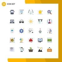 25 User Interface Flat Color Pack of modern Signs and Symbols of alarm notification notebook bell sun Editable Vector Design Elements