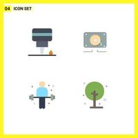 Modern Set of 4 Flat Icons and symbols such as engine sport music loud farm Editable Vector Design Elements