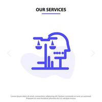 Our Services Choice Court Human Judgment Law Solid Glyph Icon Web card Template vector