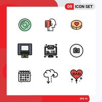 Modern Set of 9 Filledline Flat Colors and symbols such as imac cash note atm love Editable Vector Design Elements