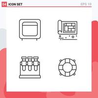 Group of 4 Modern Filledline Flat Colors Set for bank engineer money building lab Editable Vector Design Elements