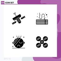 Modern Set of 4 Solid Glyphs and symbols such as satellite healthcare space keyboard medical Editable Vector Design Elements