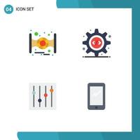 User Interface Pack of 4 Basic Flat Icons of space tuning html gear smart phone Editable Vector Design Elements