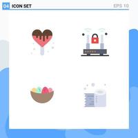 User Interface Pack of 4 Basic Flat Icons of ice cream easter crime protection nest Editable Vector Design Elements