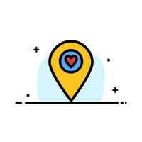 Heart Location Map Pointer  Business Flat Line Filled Icon Vector Banner Template