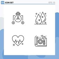 User Interface Pack of 4 Basic Filledline Flat Colors of bulb heart dollar liquid architecture Editable Vector Design Elements