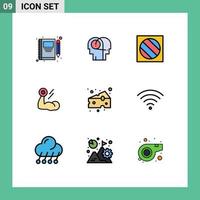 Universal Icon Symbols Group of 9 Modern Filledline Flat Colors of workout growth human bodybuilding shadow Editable Vector Design Elements