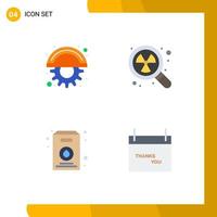 4 Thematic Vector Flat Icons and Editable Symbols of blades pack gear waste calendar Editable Vector Design Elements