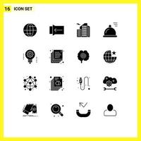 Modern Set of 16 Solid Glyphs and symbols such as robotics electronics real artificial intelligence eat Editable Vector Design Elements