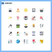 25 User Interface Flat Color Pack of modern Signs and Symbols of healthy night education box strike Editable Vector Design Elements