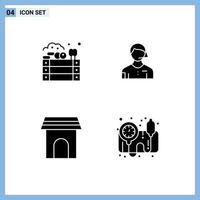 Set of 4 Vector Solid Glyphs on Grid for agriculture apartment farming judge appliances Editable Vector Design Elements