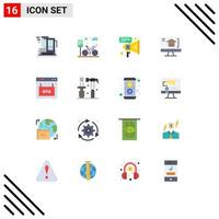 16 Thematic Vector Flat Colors and Editable Symbols of interface browser road house computer Editable Pack of Creative Vector Design Elements