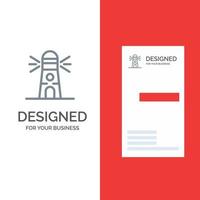 Lighthouse Building Navigation House Grey Logo Design and Business Card Template vector