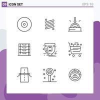 9 Thematic Vector Outlines and Editable Symbols of package school cryptocurrency drawer technology Editable Vector Design Elements