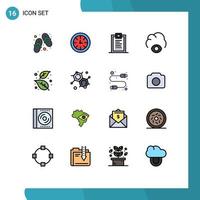 Universal Icon Symbols Group of 16 Modern Flat Color Filled Lines of autumn god coding eye development Editable Creative Vector Design Elements