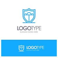 proteger la motivación de seguridad logotipo de contorno azul con lugar para el eslogan vector