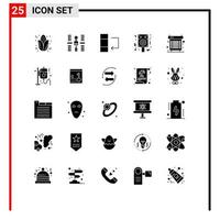 grupo de símbolos de iconos universales de 25 glifos sólidos modernos de elementos de diseño de vectores editables del altavoz nocturno del espacio de la fiesta refrescante