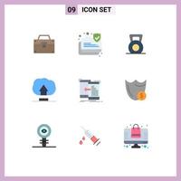 Pack of 9 creative Flat Colors of transfer user secure upload lift Editable Vector Design Elements