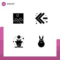 Set of 4 Commercial Solid Glyphs pack for frame growth education left easter Editable Vector Design Elements