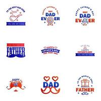 Happy fathers day 9 Blue and red vintage retro type font Illustrator eps10 Editable Vector Design Elements