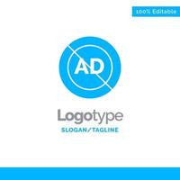 anuncio bloque de anuncios publicidad bloque azul plantilla de logotipo sólido lugar para el eslogan vector