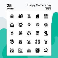 25 conjunto de iconos de feliz día de la madre 100 archivos editables eps 10 ideas de concepto de logotipo de empresa diseño de icono de glifo sólido vector