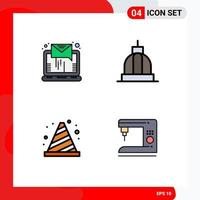 Universal Icon Symbols Group of 4 Modern Filledline Flat Colors of email attention sending building buoy Editable Vector Design Elements