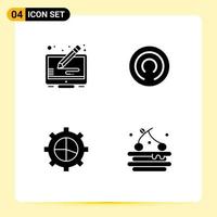 4 Universal Solid Glyphs Set for Web and Mobile Applications copy settings screen cloak food Editable Vector Design Elements