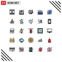 Group of 25 Filled line Flat Colors Signs and Symbols for address processor internet phone circuit Editable Vector Design Elements