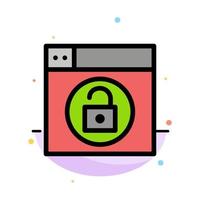 Web Design Lock Unlock Abstract Flat Color Icon Template vector