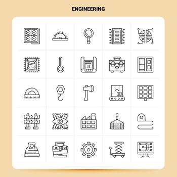 OutLine 25 Engineering Icon set Vector Line Style Design Black Icons Set Linear pictogram pack Web and Mobile Business ideas design Vector Illustration